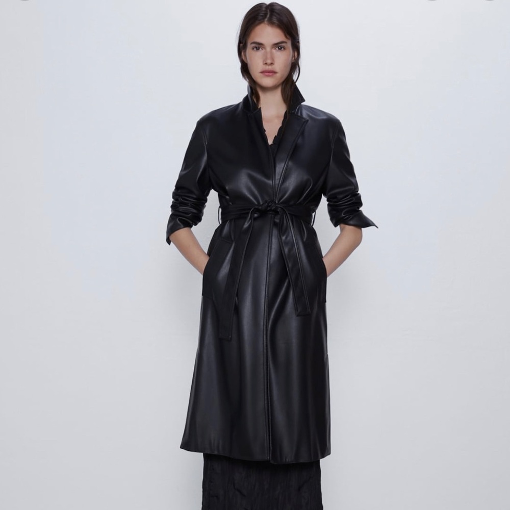 Zara Faux Leather Trenchcoat